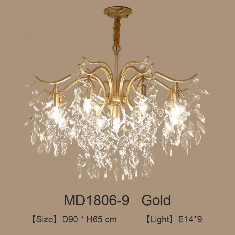 Nordic LED Crystal Chandeliers Gold Black Chandelier Luxury Lighting Kitchen Dining Living room Bedroom Lamp lustre pendente Dsers