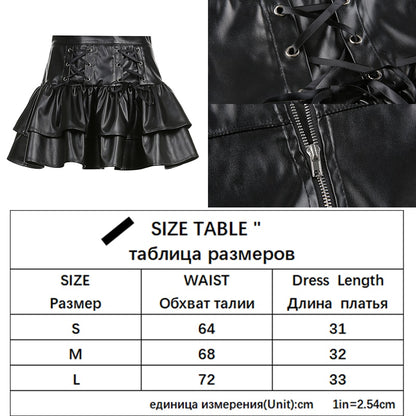 Women's PU Leather Harajuku Skirt with Corset Dsers