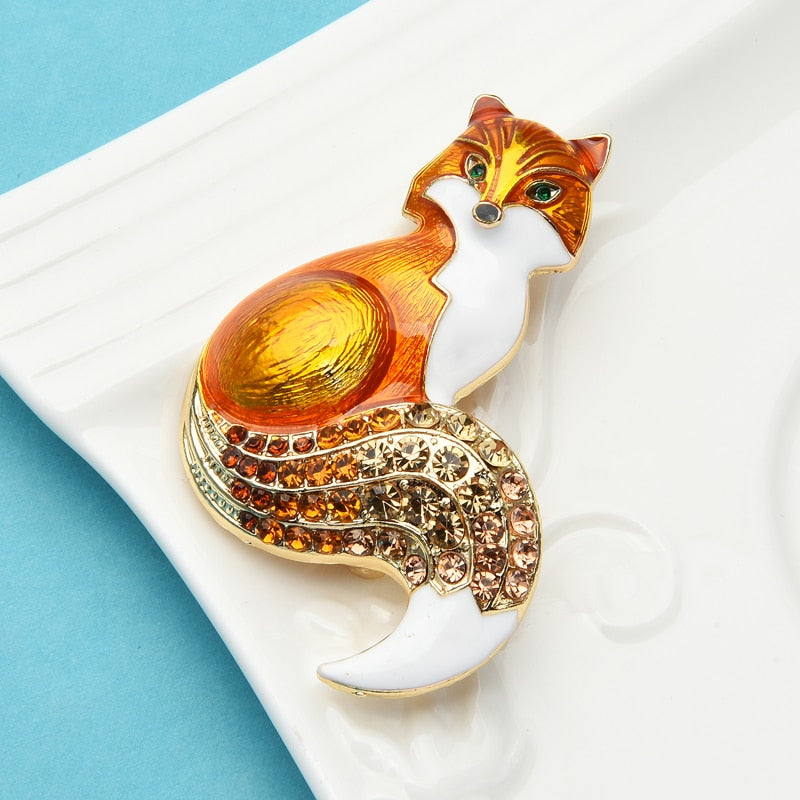 Rhinestone Fox Brooch Dsers