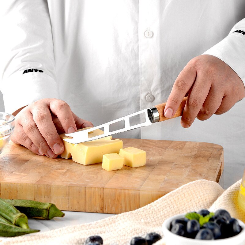 Wooden Handle Small Kitchenware Stainless Steel  Opener Baking Pizza Skin-Peeler Cheese Knife  Kitchenware Set Dsers