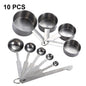 UPORS 8/10Pcs Stainless Steel Measuring Cups and Spoons Set Deluxe Premium Stackable Tablespoons Home Tools Kitchen Accessories Dsers