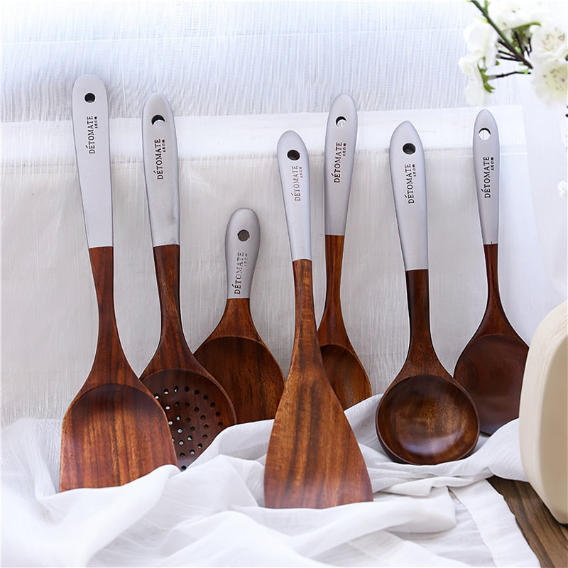 Solid Wood Cooking Tool Eco-friendly Teak Spatula Rice Scoop Environmental Protection Tableware Household Kitchen Supplies Dsers