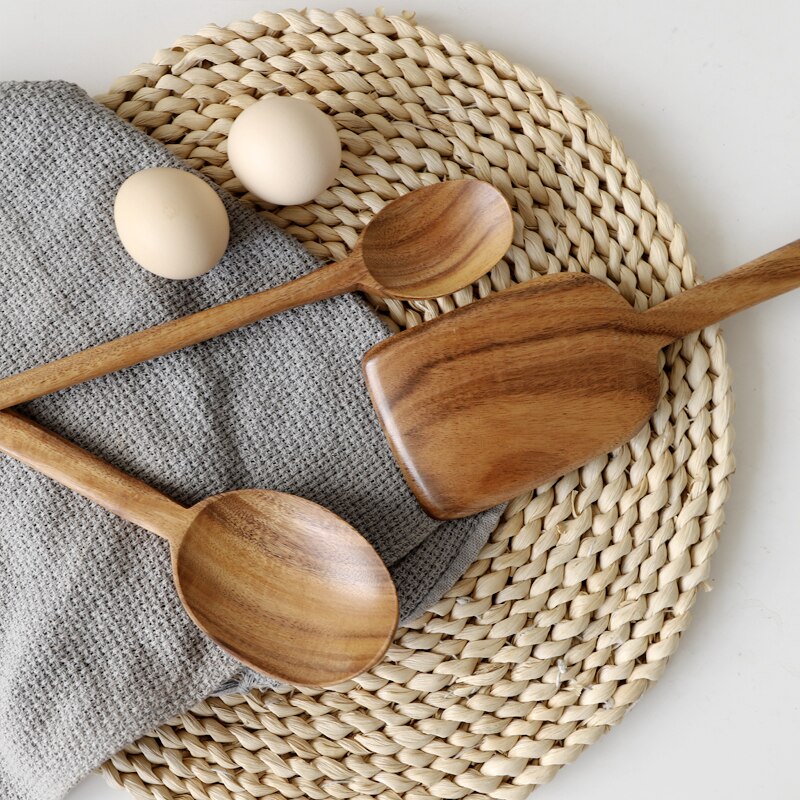 Musowood Teak Wooden Turner Spatula Rice Spoon Big Soup Scoop For Cooking Wood Kitchen Cooking Utensils Supplies Dsers