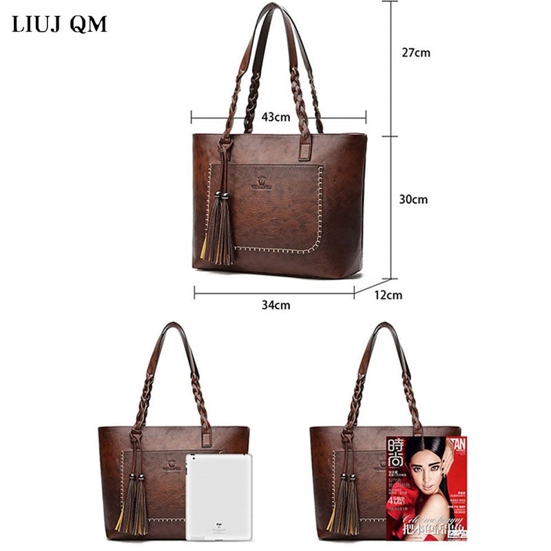 Women's PU Leather Vintage Style Tassel Handbag Dsers