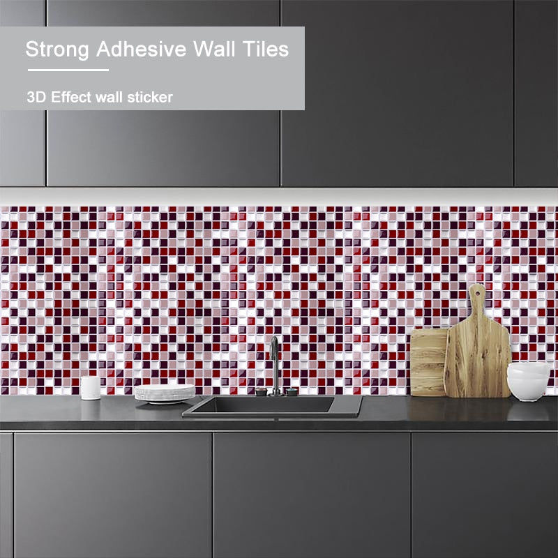 Self Adhesive Mosaic Tile Wall decal Sticker DIY Kitchen Bathroom Home Decor Vinyl Dsers