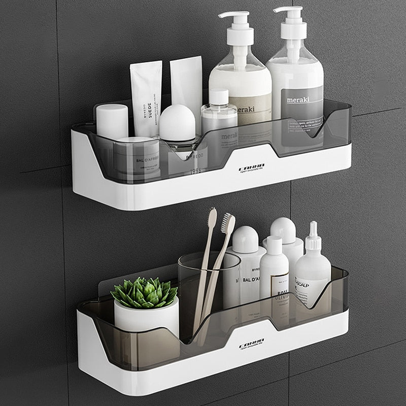 Waterproof Wall-mounted Plastic Storage Shelf Fashion Simple Style Shower Organizer Rack Kitchen And Bathroom Storage Holder Dsers