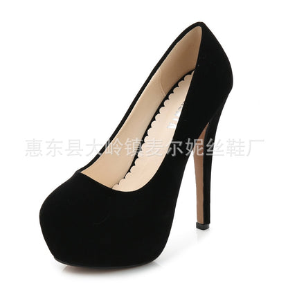 Women's Suede Round Toe High Heels Dsers