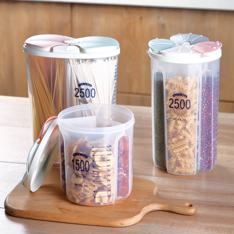 Sealed Storage Box Crisper Grains Food Storage Tank Household Kitchen Food Containers for Dry Cereals Measure Cups Kitchen Tool Dsers