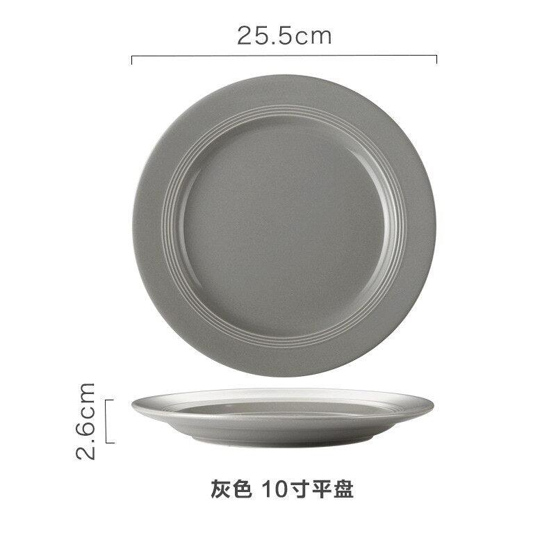 Nordic Grey Ceramic Plate Set Household Simple Dishes And Plates Eco Friendly Tableware Dinner Rice Bowls Kitchen Accessories Dsers