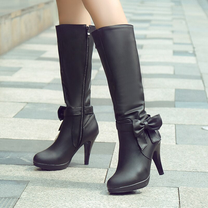 Women's Knee High Stiletto Boots with Side Boot Dsers