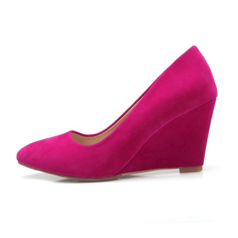 Women's Suede Pointed Toe Wedge Heels Dsers