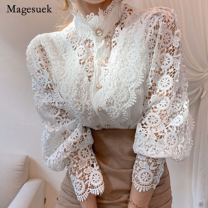 Women's Lace Blouse with Petal Sleeve Pattern Dsers