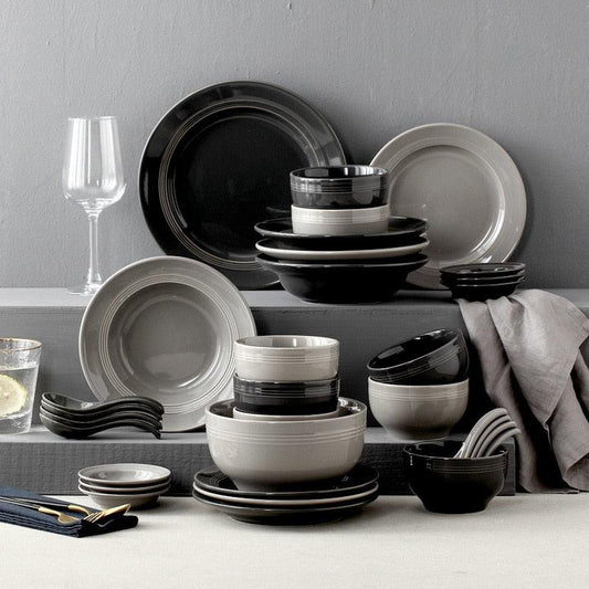 Nordic Black and Gray Simple Ceramic Tableware Set Household Rice Bowl Soup Bowl Plate Dish Plate Combination Set Bone China Dsers