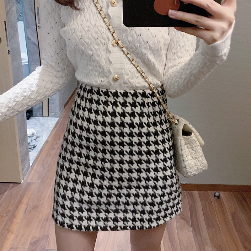 Women's Houndstooth Mini Skirt Dsers