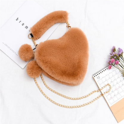 Women's Fuzzy Heart Shaped Plush Handbag Dsers