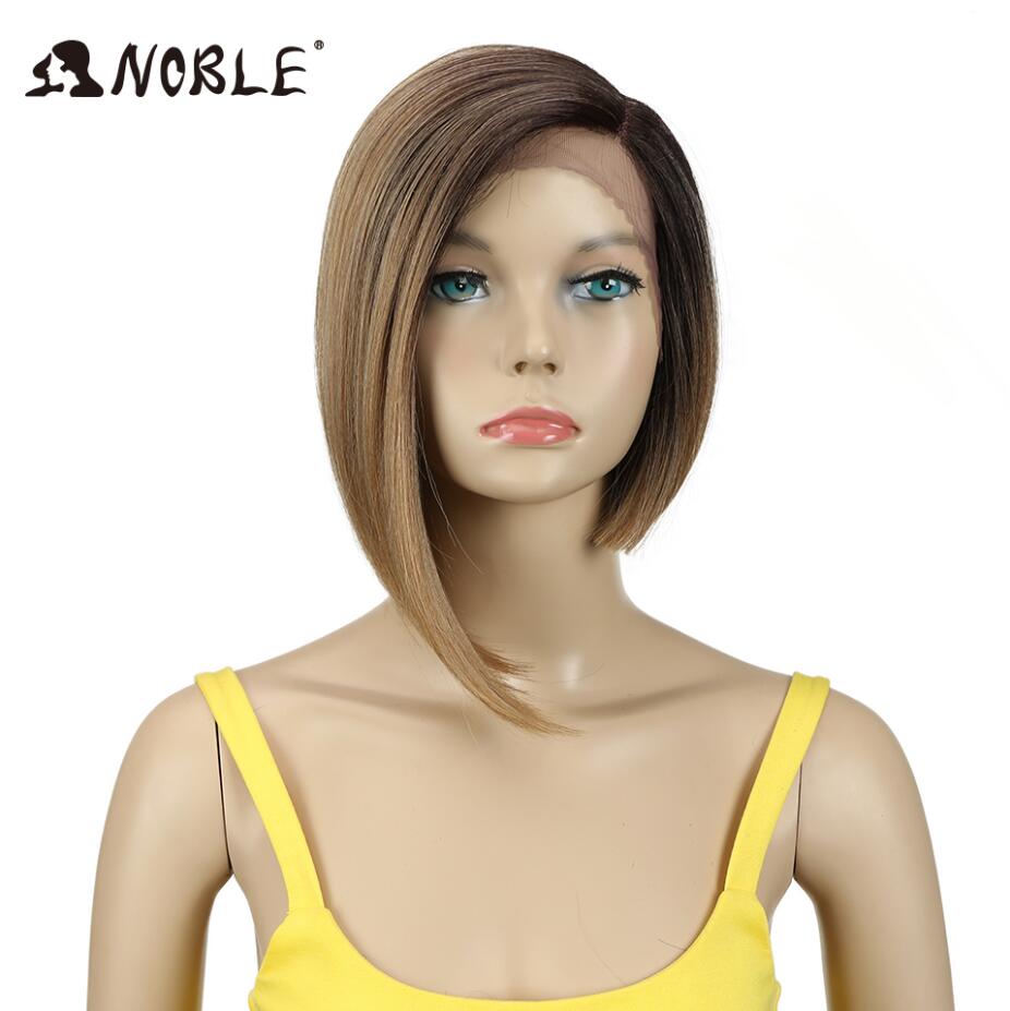 Noble Wigs For Women Synthetic Lace Wig Straight  Short Wig 12&quot; Ombre Blonde Wig Synthetic Lace Wig Cosplay Blonde Lace Wig