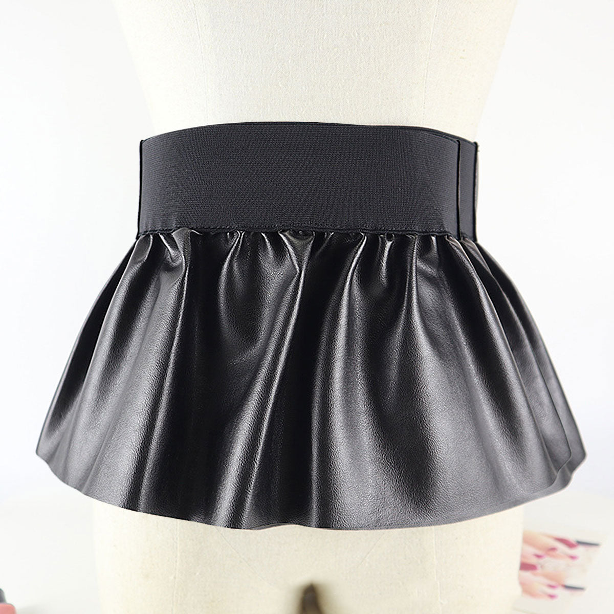 Women's PU Leather Elastic Wide Skirt Waist Belt Dsers