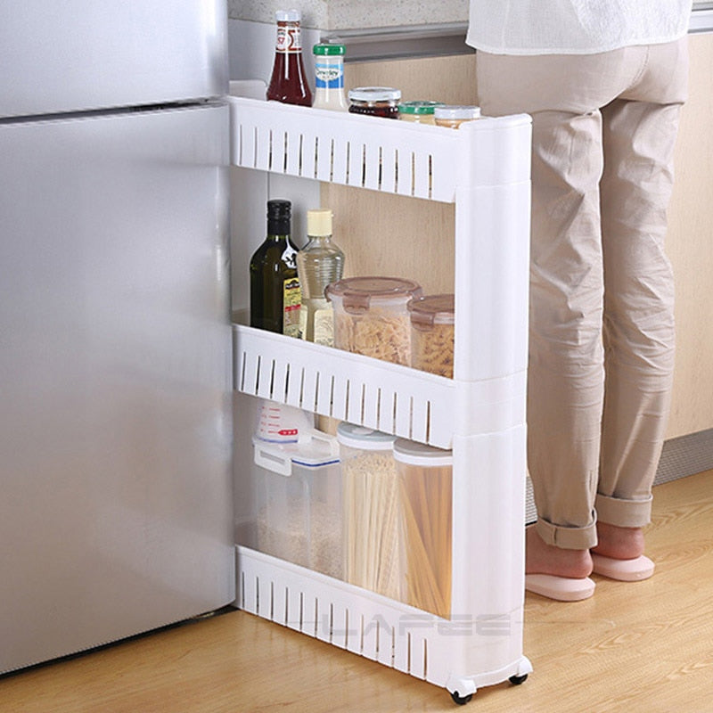 Mobile Storage Shelf Interspace Gap Shelf Kitchen Storage Shelf Bathroom Storage Rack Fridge Side Seam Finishing Rack Dsers