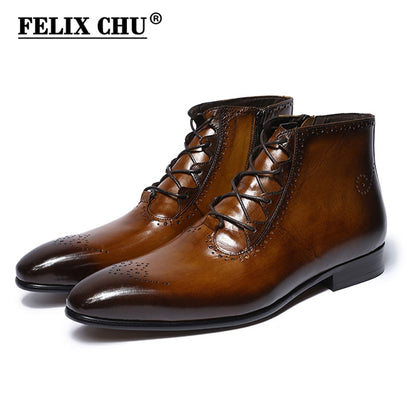 Men's Leather Zip Up Ankle Boots Dsers