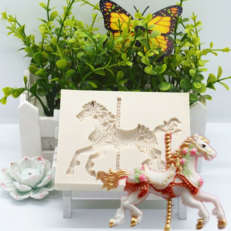 New Carousel Silicone Mold Kitchen Resin Baking Tool DIY Pastry Cake Fondant Moulds Horse Dessert Chocolate Lace Decoration Dsers