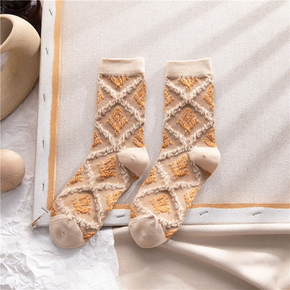 Harajuku Embroidery Retro Vintage Woman Socks Ethnic Japanese Kawaii Cute Socks Fashion Streetwear Lolita Lace Flower Crew Socks