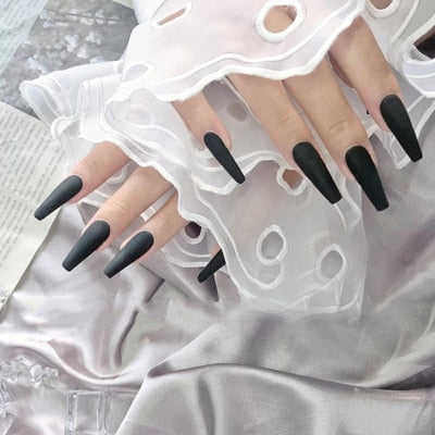 Nail Art Fake Nails Stiletto Tips Clear Press on Long False with Glue Coffin Stick Display Full Cover Artificial Designs Matte Dsers