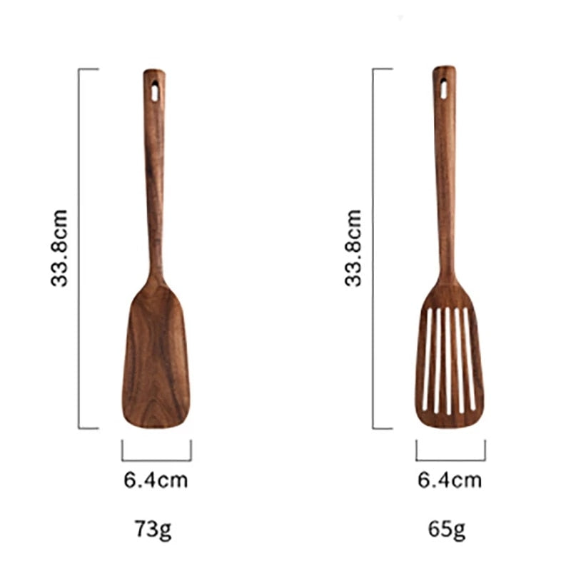 Wooden Kitchen Utensil Set, Acacia Spurtle Kitchen Sets Non-Stick Wooden Cooking Utensils Spatula Slotted Spurtle Spatula Sets Dsers