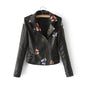 Women's Embroidered PU Leather Jacket Dsers