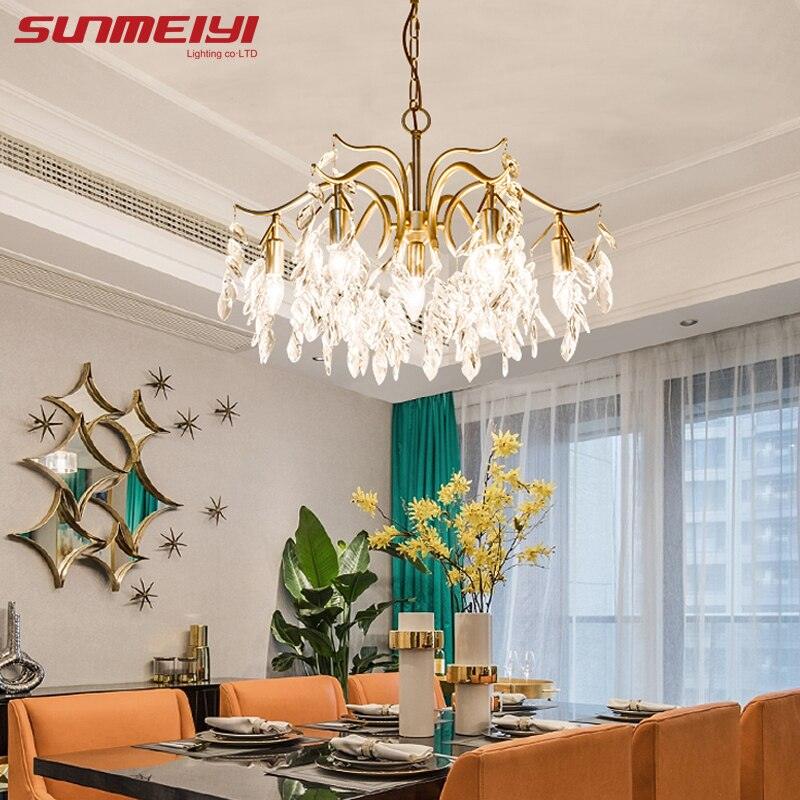 Nordic LED Crystal Chandeliers Gold Black Chandelier Luxury Lighting Kitchen Dining Living room Bedroom Lamp lustre pendente Dsers