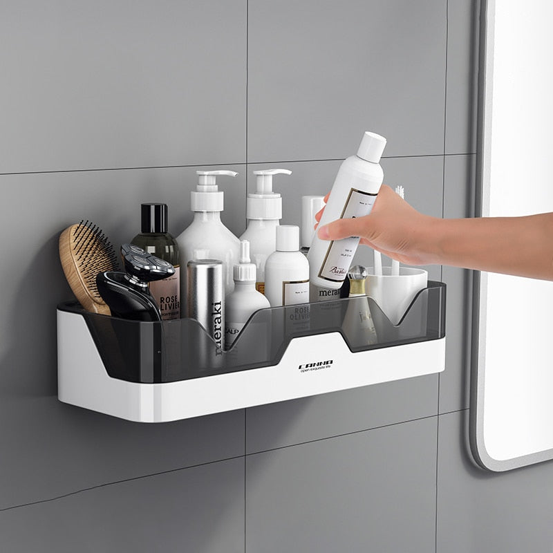 Waterproof Wall-mounted Plastic Storage Shelf Fashion Simple Style Shower Organizer Rack Kitchen And Bathroom Storage Holder Dsers