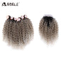 Noble Synthetic Hair Weave 16-20 inch 7Pieces/lot Afro Kinky Curly Hair Bundles With Closure synthetic  lace For Black Women