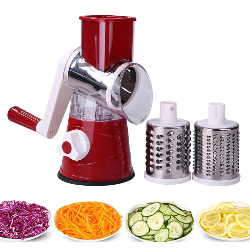 Multifunctional Vegetable Slicer 3 in 1Manual Round Grater Vegetable  Slicer Potato Spiralizer Home Gadgets Kitchen Accessories Dsers