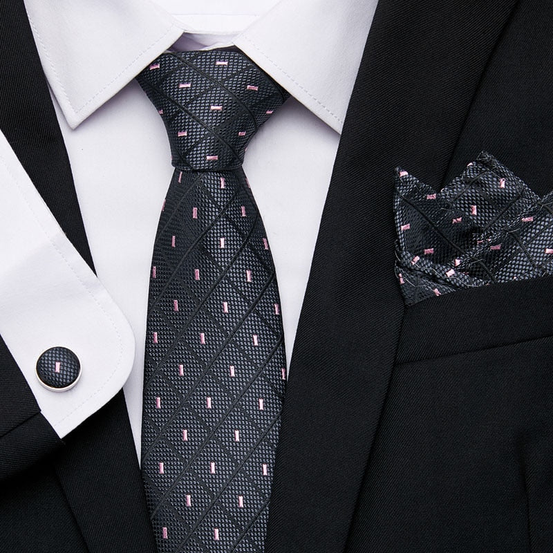 Men's Silk Tie Handkerchief and Cufflinks Set Dsers