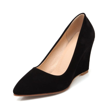 Women's Suede Pointed Toe Wedge Heels Dsers