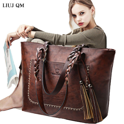 Women's PU Leather Vintage Style Tassel Handbag Dsers