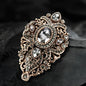 Vintage Gray Crystal Women Brooch with Antique Gold Plating Dsers