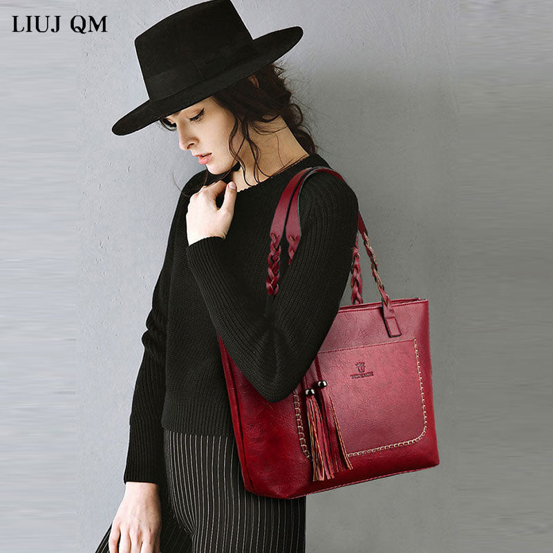 Women's PU Leather Vintage Style Tassel Handbag Dsers