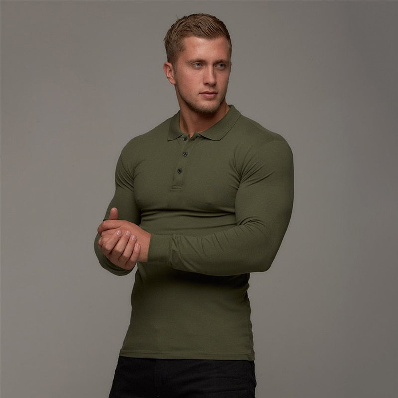 Men's Long Sleeve Cotton Polo Shirt Dsers