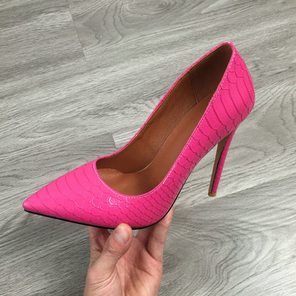 Women's Pink Snake Pattern Heels Dsers