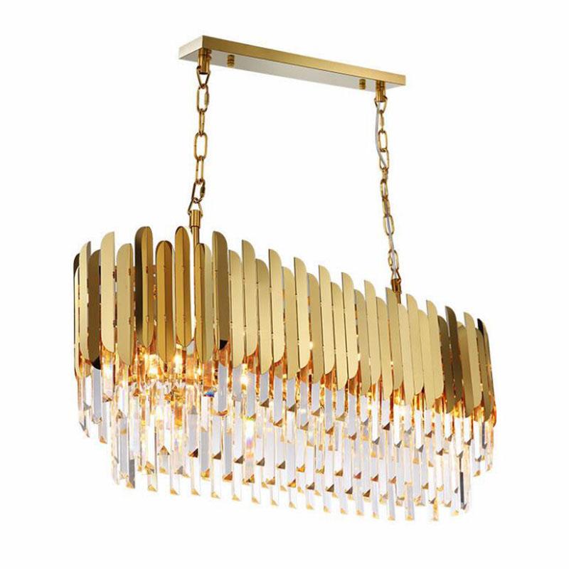 Modern LED Chandeliers Luxury Rectangle Lamp Dining Room Chandeliers Stainless Steel Kitchen Gold Hanging LED Fixtures Dsers