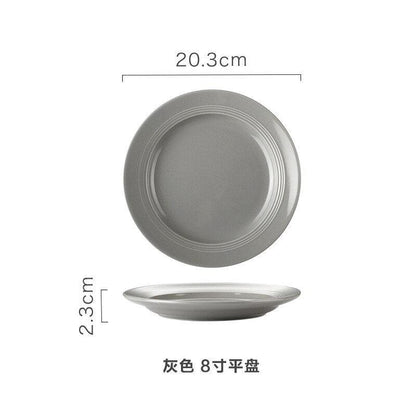 Nordic Grey Ceramic Plate Set Household Simple Dishes And Plates Eco Friendly Tableware Dinner Rice Bowls Kitchen Accessories Dsers