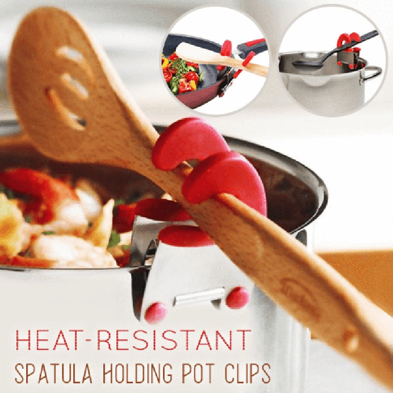 Stainless Steel Heat-resistant Spoon Rest Spatula Holder Hot Pot Clipper Mess Free Kitchen Gadgets Dsers