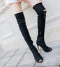 Women's Thigh High Ripped Jeans Boots Dsers