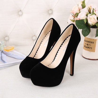 Women's Suede Round Toe High Heels Dsers