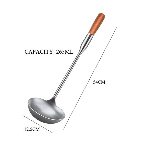 Professional Stainless Steel Chef Cooking Serving Wok Spoon, Long Handle Soup Spoon Ladle, Kitchen Utensils Tools Cookware Dsers