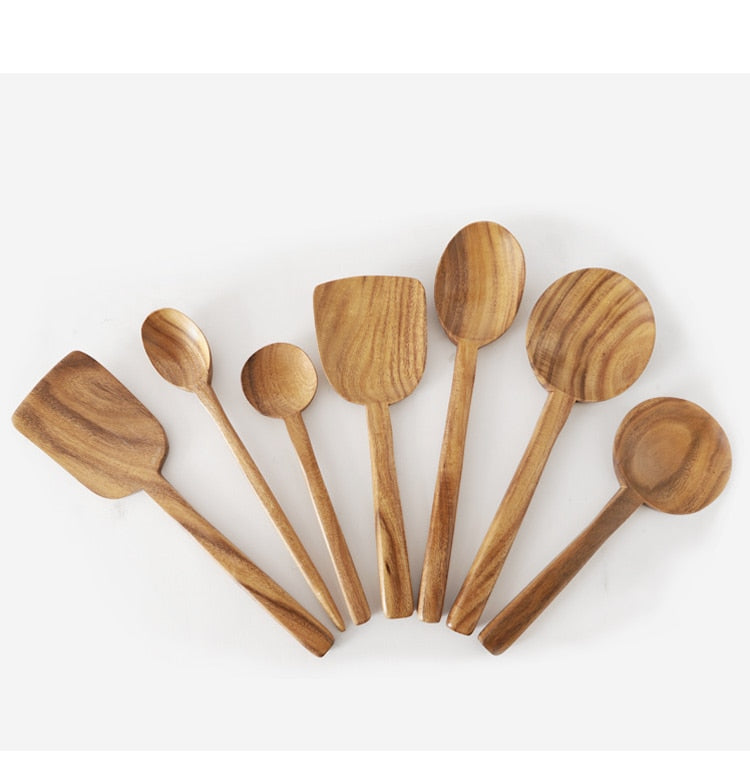 Musowood Teak Wooden Turner Spatula Rice Spoon Big Soup Scoop For Cooking Wood Kitchen Cooking Utensils Supplies Dsers