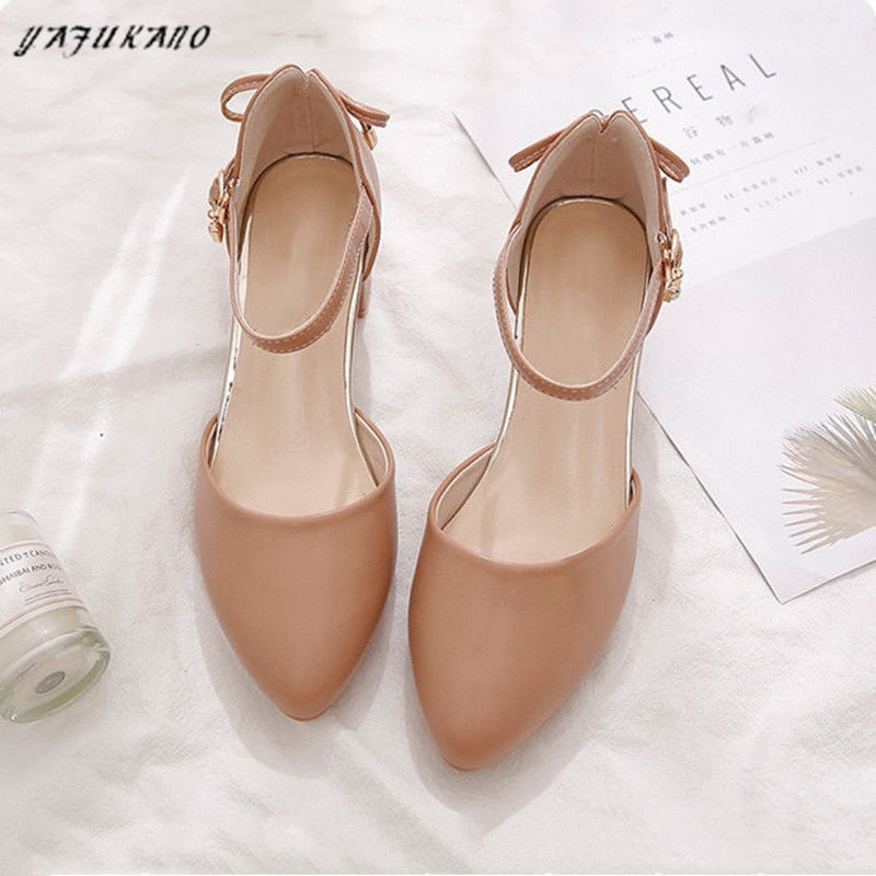 Women's Low Heel Dress Shoes with Thin Bow Strap Dsers