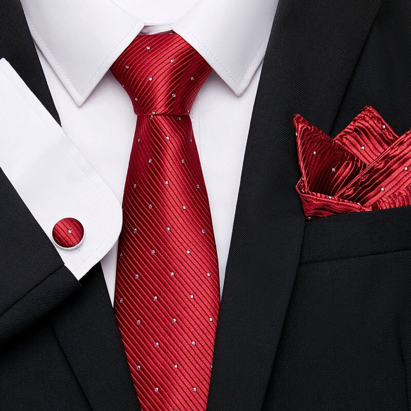 Men's Silk Tie Handkerchief and Cufflinks Set Dsers