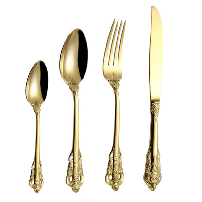 Spklifey Dinnerware Set Gold Cutlery Fork Stainless Steel Spoon Royal Cutlery Forks Knives Spoons Kitchen Spoon Tableware Dsers