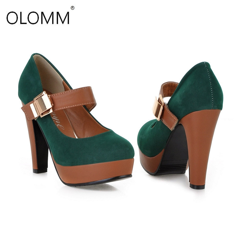 Women's Round Toe Platform Heels Dsers